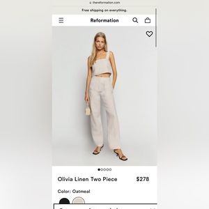 Reformation 2 piece linen set